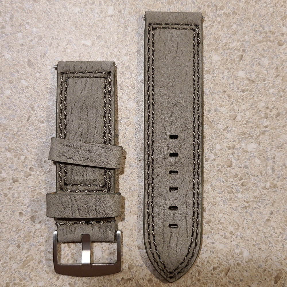 Nice Heavyweight Gray Leather Watch Strap 26mm